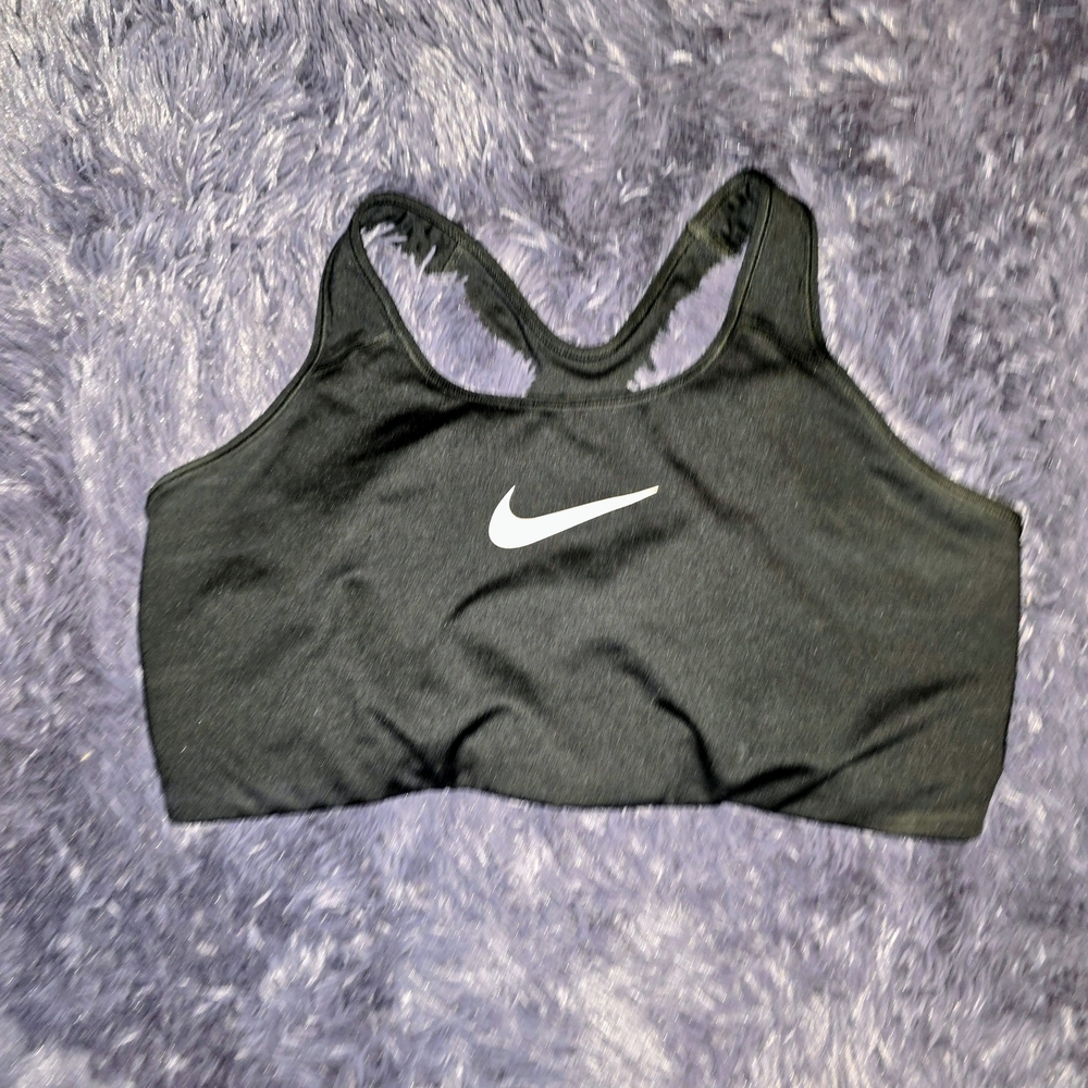 Nike Women's Black Sports Bra with White Logo